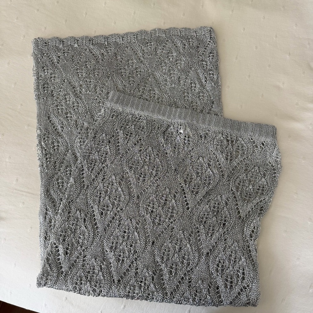 Zara Silver Mesh Metallic Thread Crochet Skirt